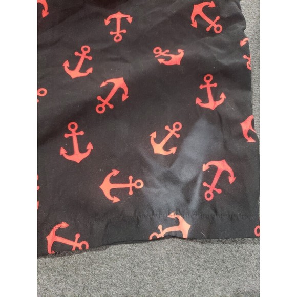 ZENCO Red Anchors Print On Black Men's Swim Board Shorts Trunks Medium - Picture 7 of 8